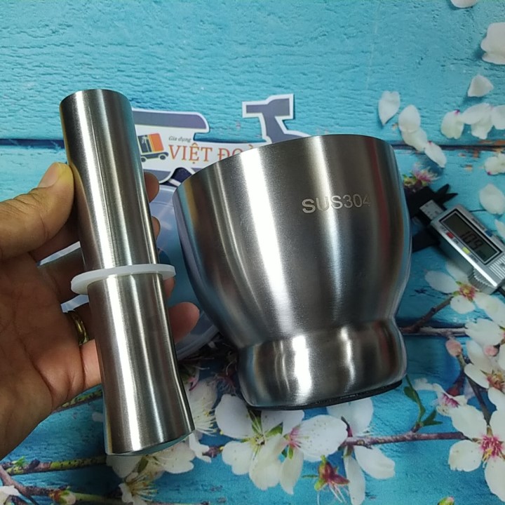 Bộ CỐI CHÀY INOX SUS 304 BẦU có NẮP. Dụng cụ nhà bếp Chày giã nghiền thực phẩm tỏi tiêu ĐA NĂNG Chày cối là dụng cụ thiết yếu mọi gia đình và Nhà hàng