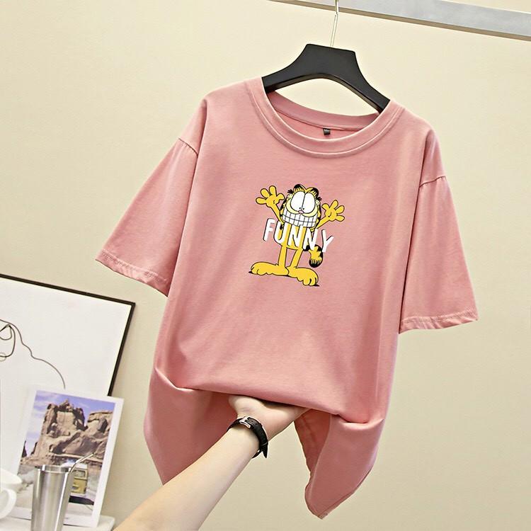 Áo phông nữ dáng rộng unisex mèo vàng