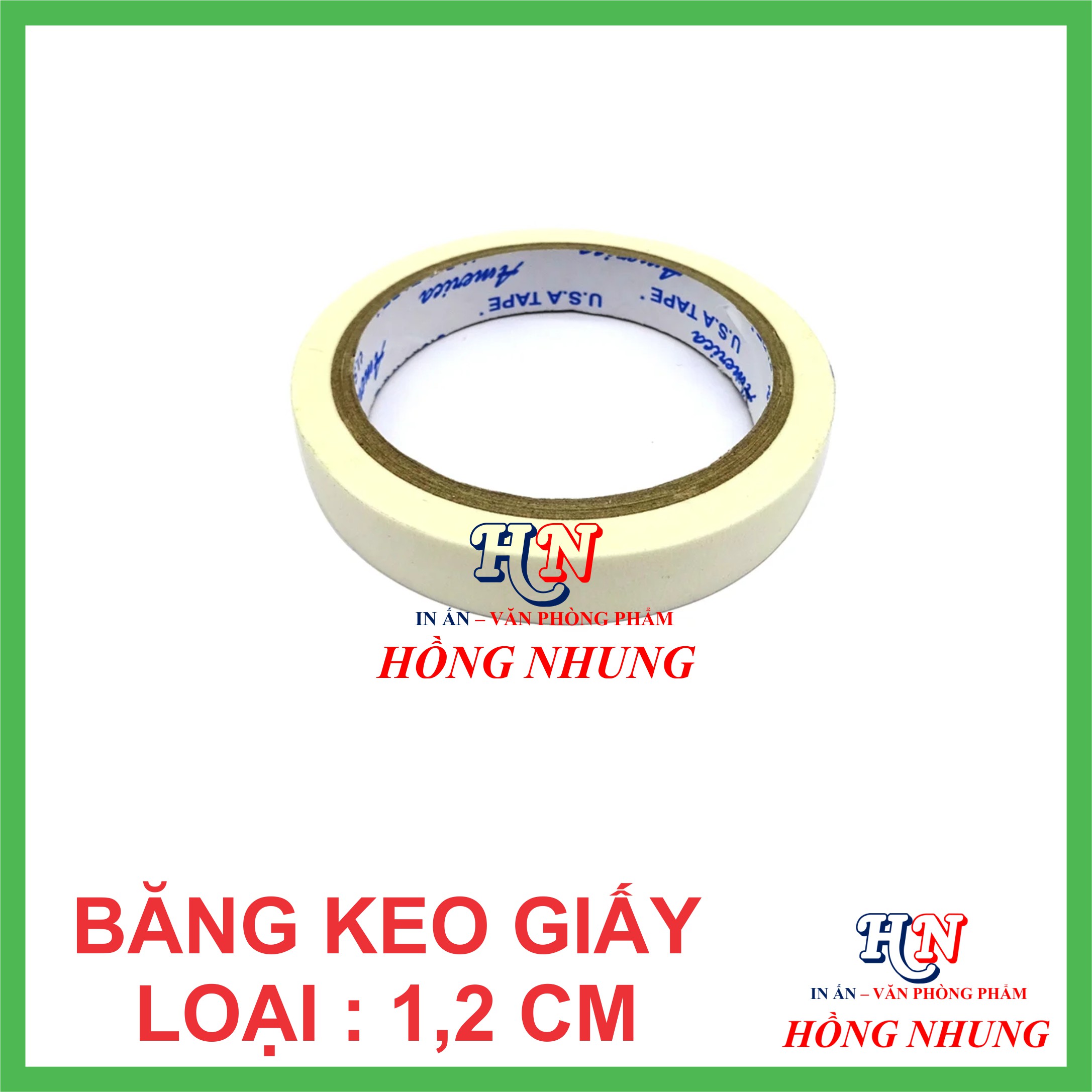 1 cuộn Băng Keo Giấy 1,2cm / 2,4cm ; Siêu dính, bền, chắc chắn, tiện dụng.