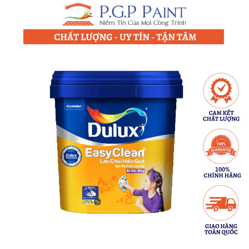 Sơn Nội Thất Dulux Easyclean Lau Chùi Hiệu Quả A991B Bóng Giúp Bề Mặt Đẹp Láng Mịn Dễ Lau Chùi Vượt Trội (MÀU TRẮNG)