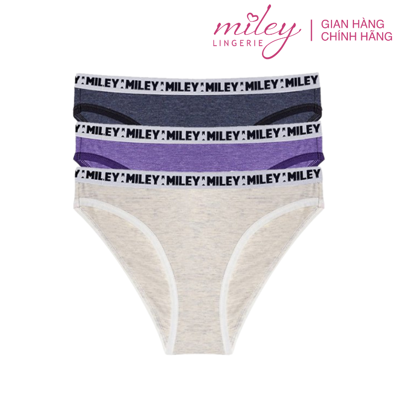 Combo 3 Quần Lót Nữ Melange Sporty Chic Miley Lingerie - Màu Xanh Đen, Trắng Kem, Tím FCB0100-0200-1000