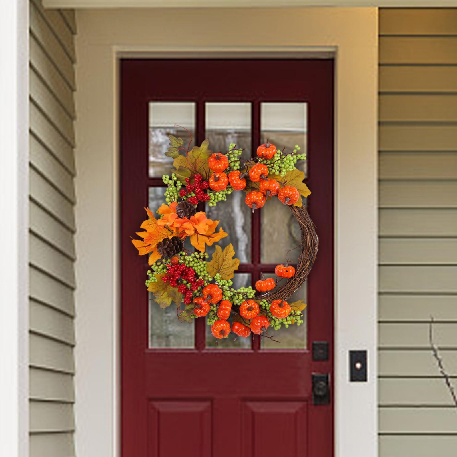 Fall Wreath for Front Door Maple Leaves Wreath Harvest Wreath Autumn Wreath for Thanksgiving Wedding Indoor Outdoor Decor