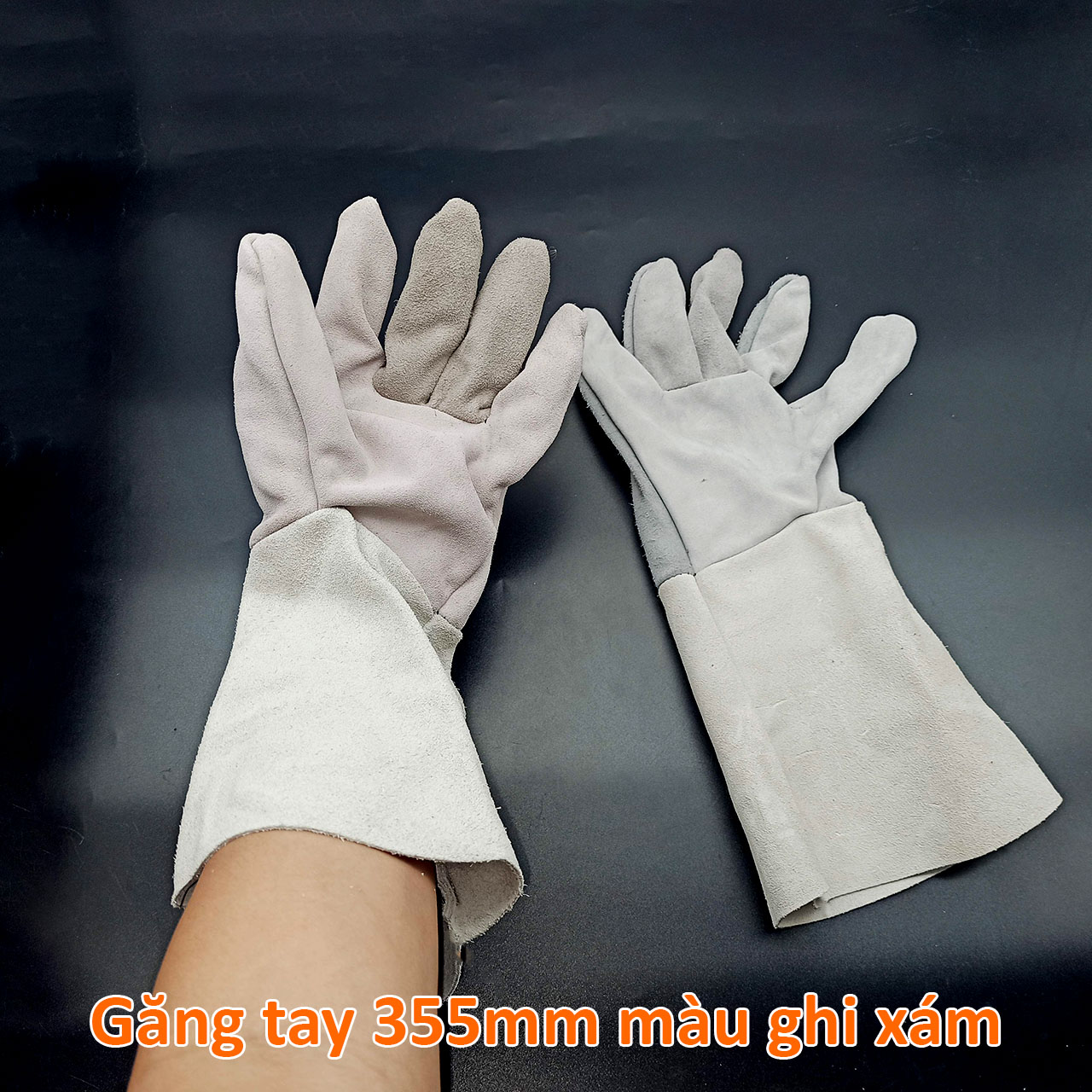 Găng tay loại dài 14inch 355mm màu ghi xám