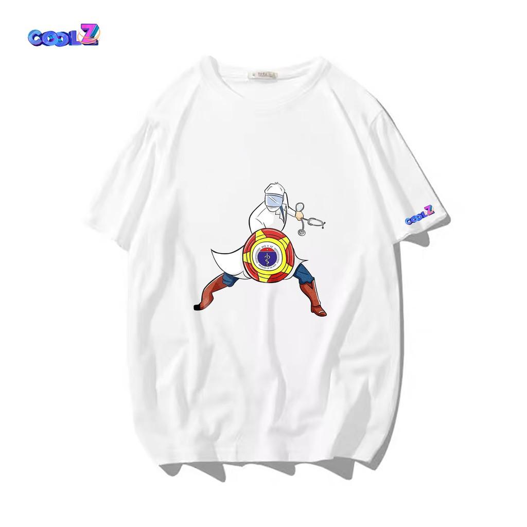 Áo thun tay lỡ. Hoạt hình chống dịch Super. CoolZ phông Unisex nam nữ Cotton oversize form rộng CZ251