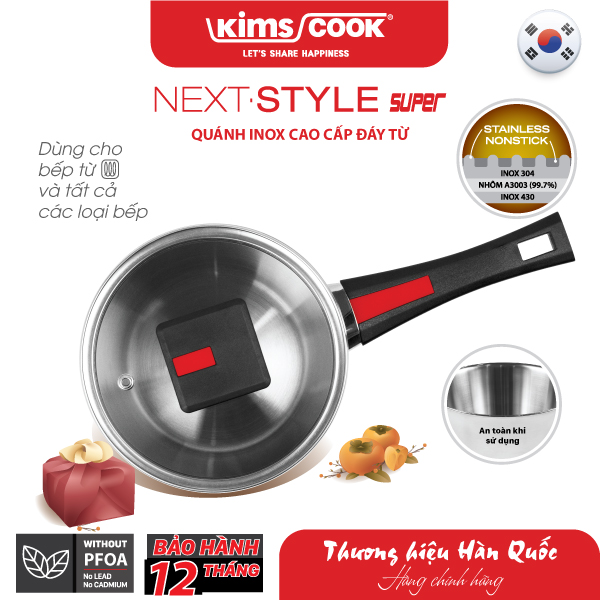 Quánh Next Style Super inox 3 lớp đáy từ Kims Cook