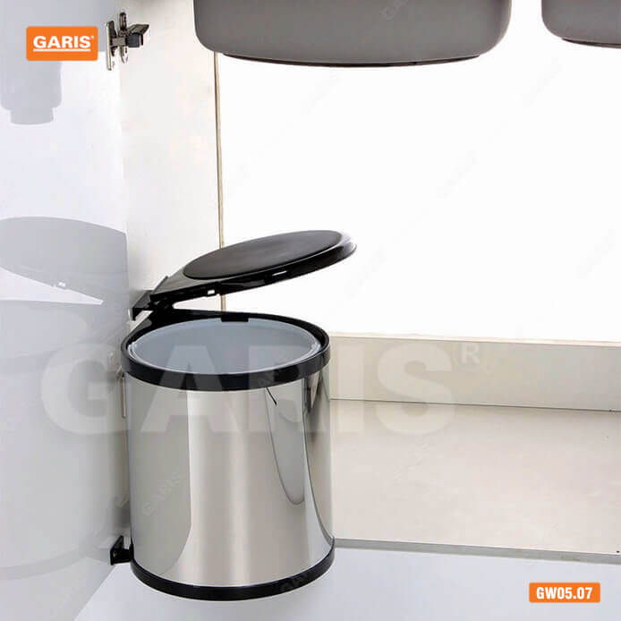 Thùng rác đơn inox 7L, cánh mở Garis GW05.07