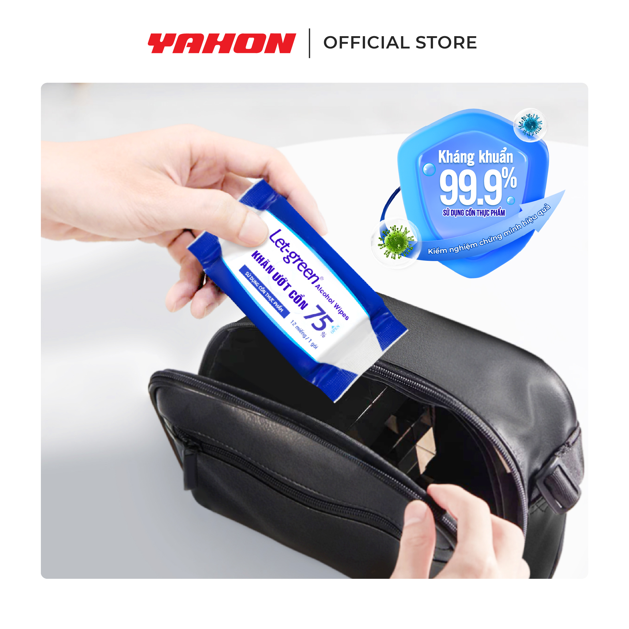 Lốc 3 Gói Khăn Ướt Cồn Mini LET-GREEN 12 Miếng | Nhỏ Gọn, Tiện Lợi