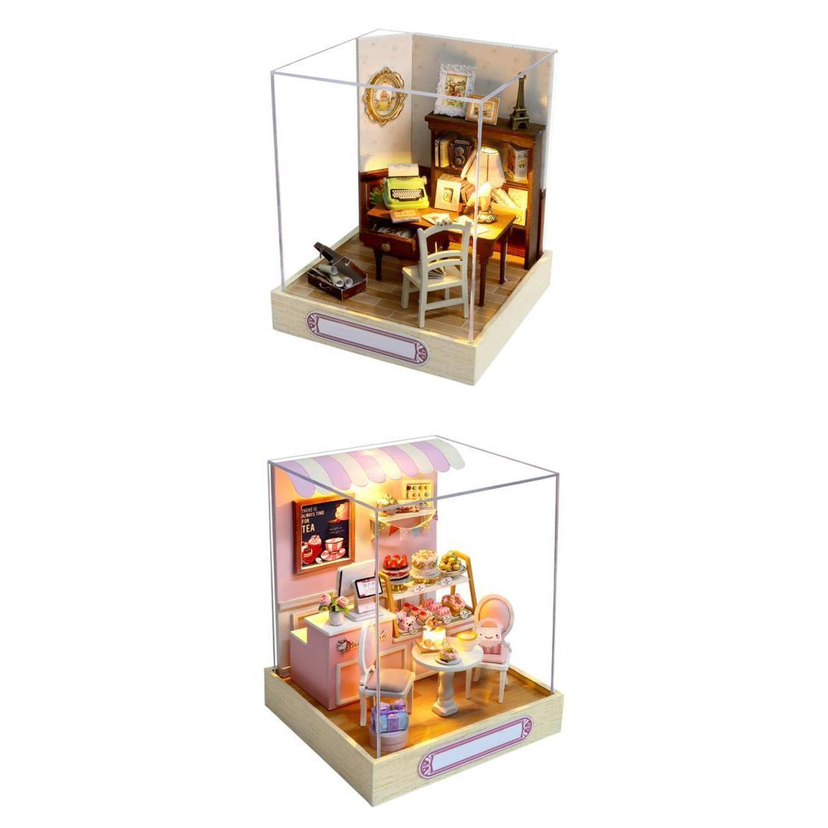2pcs Creative Miniature Dollhouse Furniture Kits Cottage Dream House