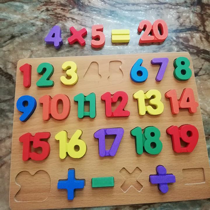 Đồ chơi bảng gỗ nổi chữ số 1-20 và phép tính cho bé - bảng số bằng gỗ thông minh giúp bé phát triển tư duy trí tuệ