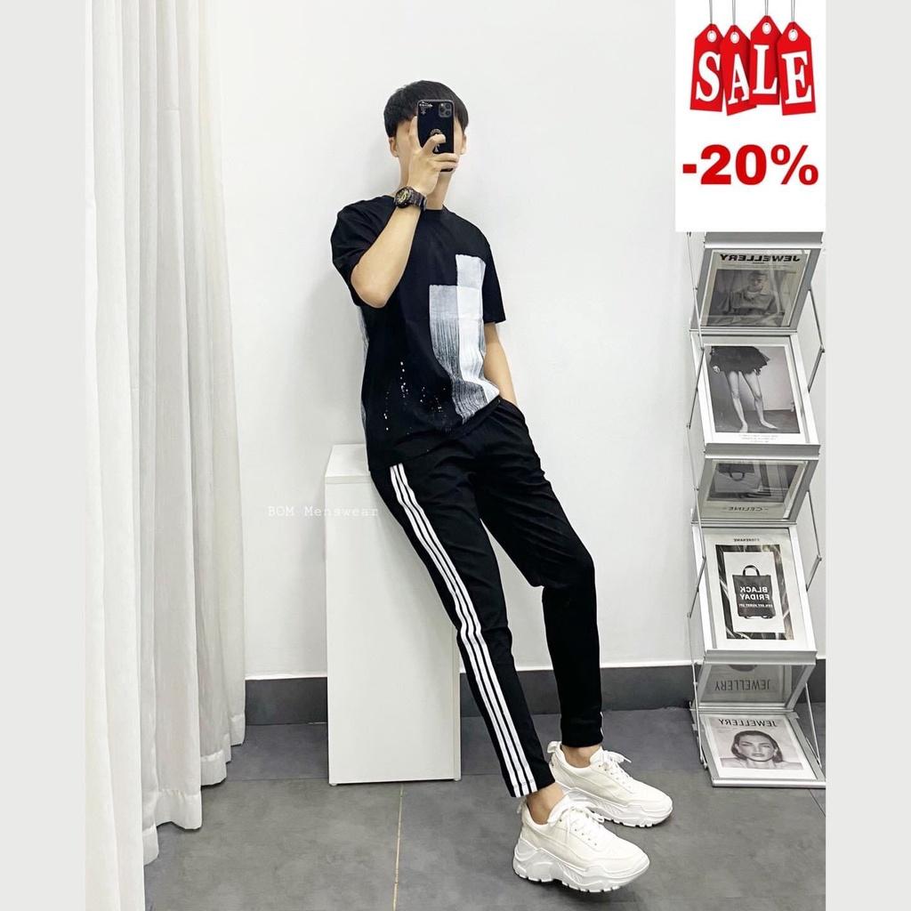 Quần thể thao sọc trắng suông nam ,nữ vải umi hàn dày cao cấp ,thu đông dáng hàn co giãn 4 chiều,dáng ôm trẻ