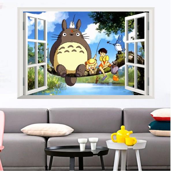 Decal trang trí khung cửa sổ Chuột TOTORO và những người bạn