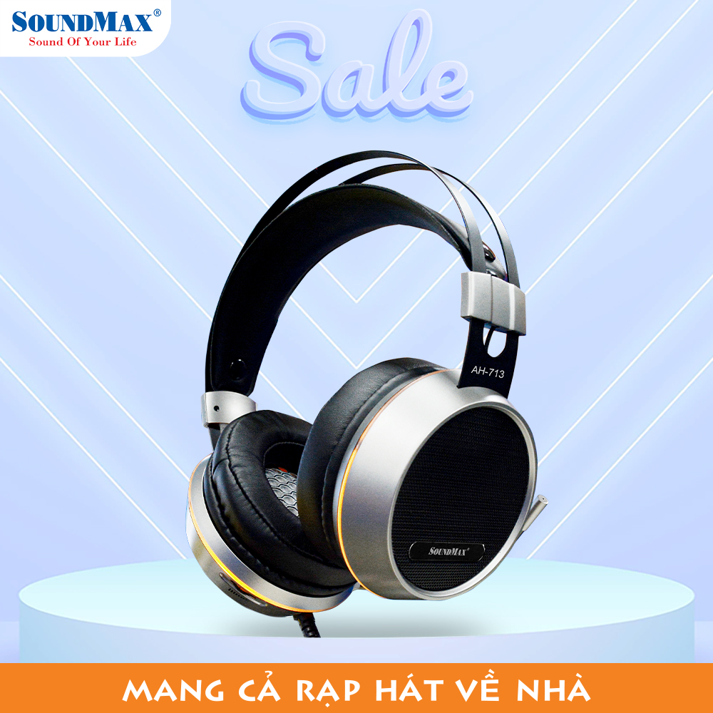 Tai Nghe Chơi Game Cảm Biến Rung Âm thanh Vòm 7.1 Có Đèn LED RGB SoundMax AH713 | Tai Nghe Chụp Tai Có Micro Tích Hợp SoundMax AH-713 | Gaming Headset - Hàng Chính Hãng