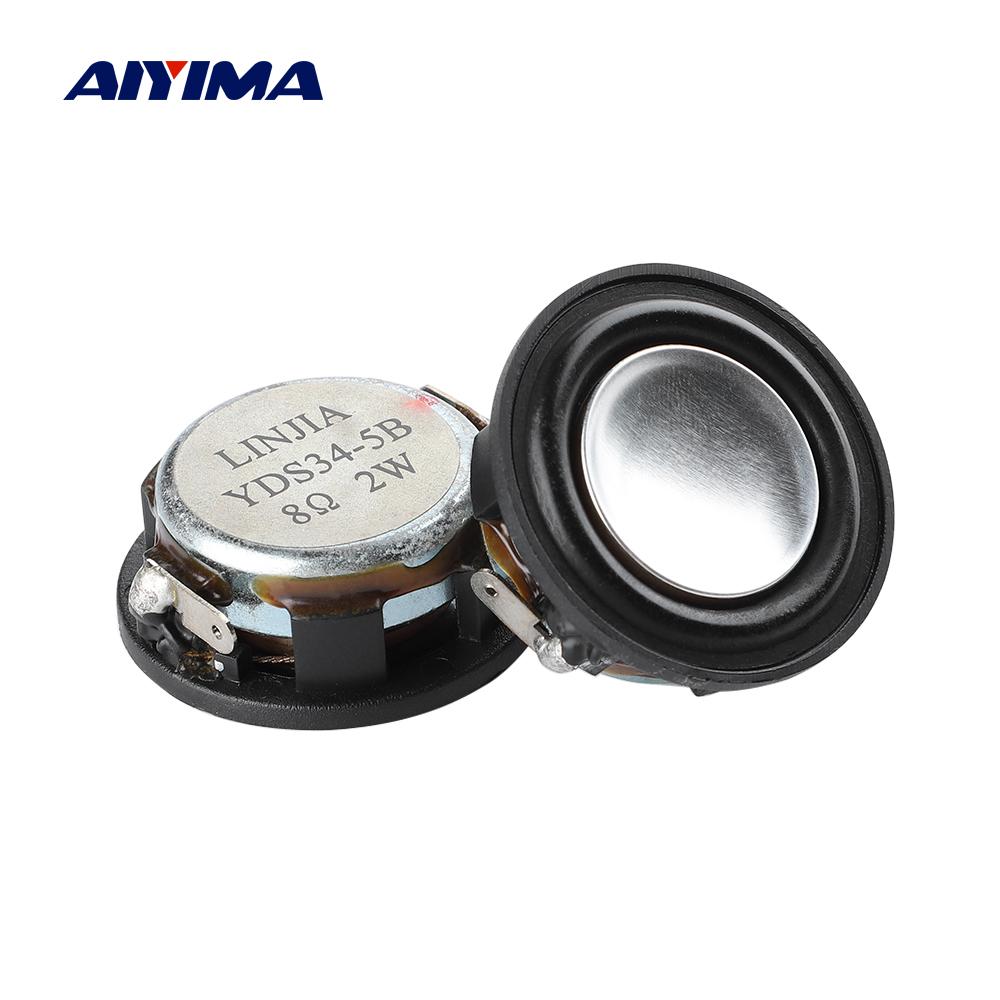 AIYIMA 2 Chiếc 34MM Loa Mini 8 Ohm 2W Từ Tính Toàn Tần Số Loa Âm Thanh Lưu Vực Nhôm viền Cao Su Loa