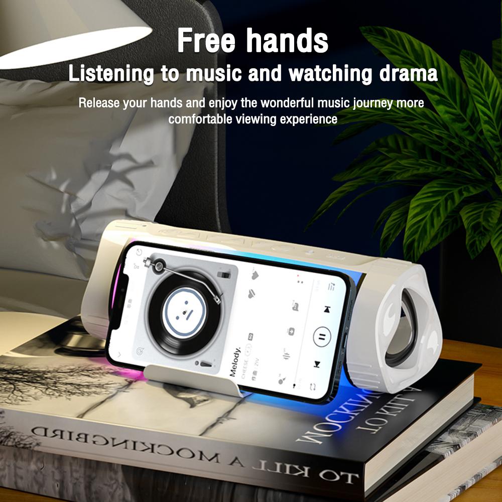 Loa tương thích Bluetooth di động Cột không dây Cột không dây loa USB không thấm nước hỗ trợ AUX TF Subwofer LED màu: Trắng