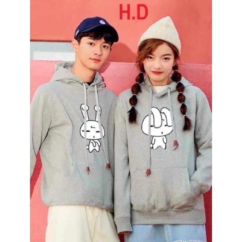 Hoodie đôi in thỏ tai cụp