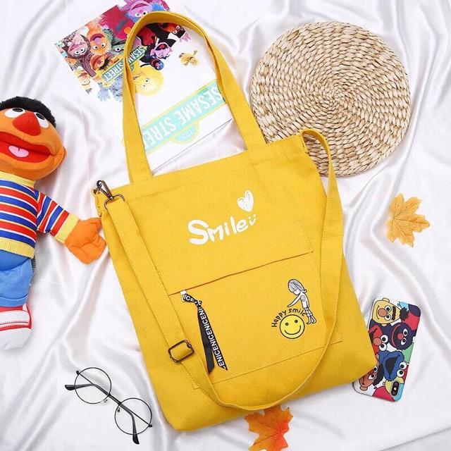 Túi Tote Vải Bố - Túi Đeo Chéo Nữ Hình Smile (Nhiều màu)