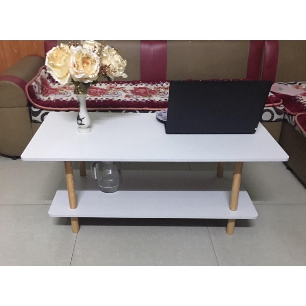 Bàn 2 tầng làm bàn trà, bàn sofa phong cách Bắc Âu, chân gỗ tự nhiên ( Hình chữ nhật, hình trứng, hình Elip)