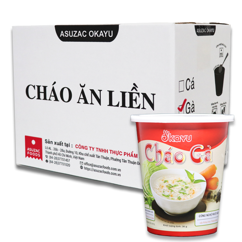 Cháo gà Asuzac thùng 12 ly (36 g x 12 ly)