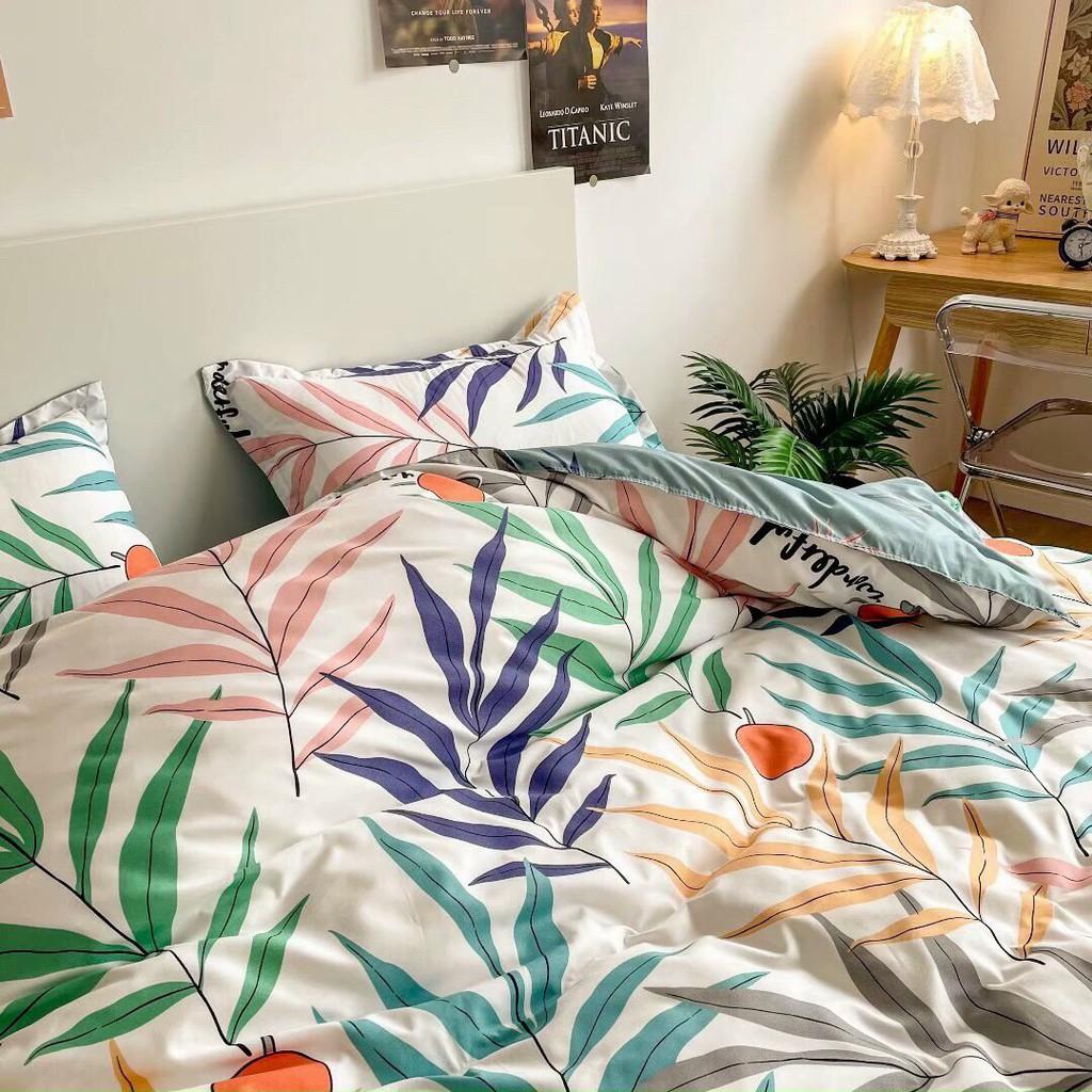 Bộ chăn ga gối Cotton Poly M2T bedding Cà chua dây, Vỏ chăn mền, drap giường và 2 vỏ gối
