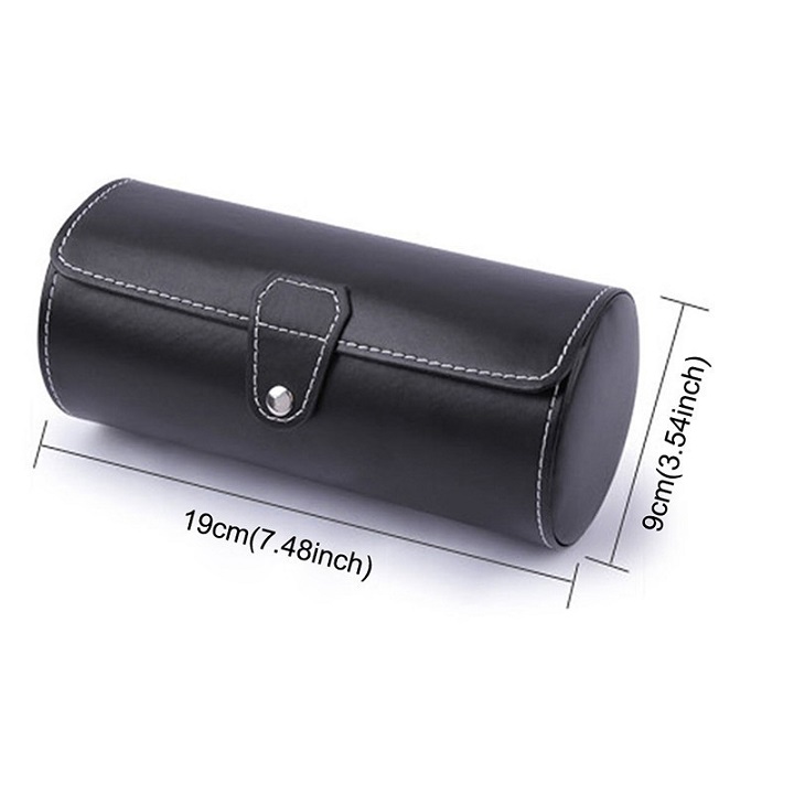 Hộp Đựng Đồng Hồ Bằng Da Hình Tròn 3 Ngăn - Có Thể Đựng Trang Sức