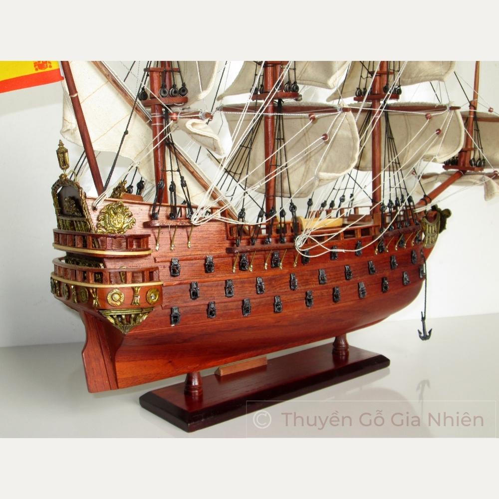 Mô Hình Thuyền Gỗ Trang Trí Phong Thủy Dạng Thuyền Cổ SAN FELIPE 40CM Chính Hãng, Hàng Xuất Khẩu Chất Lượng Cao