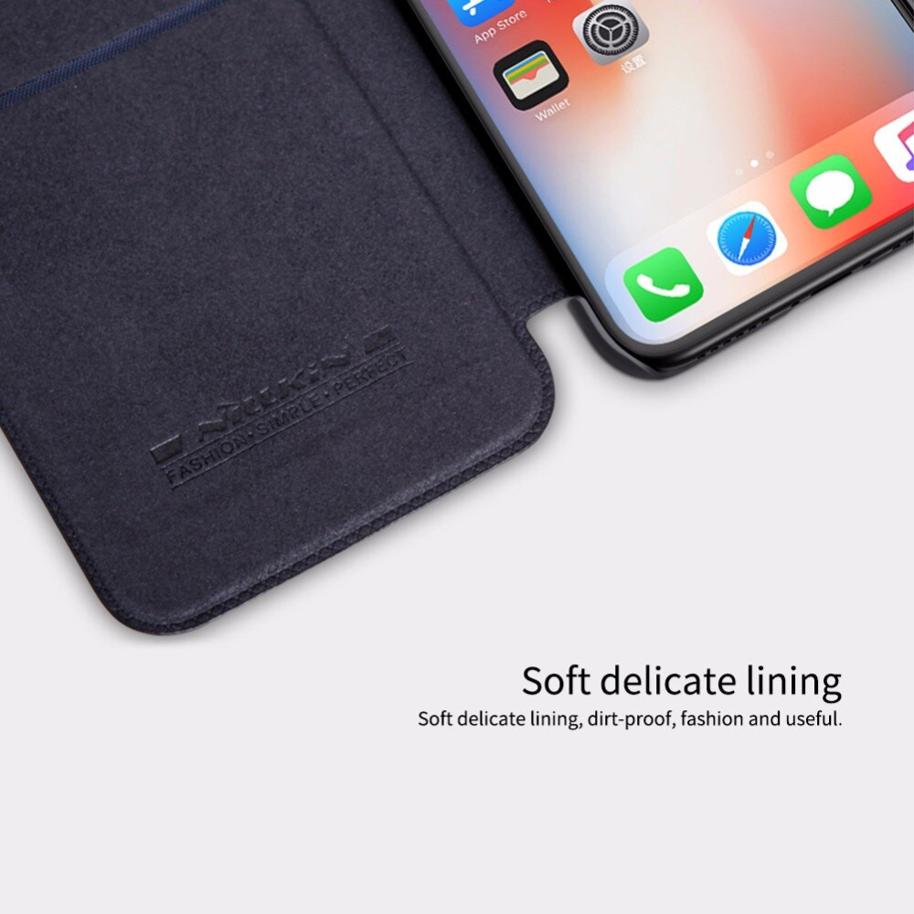 Bao da Leather cho iPhone Xs Max hiệu Nillkin Qin (Chất liệu da cao cấp, có ngăn đựng thẻ, mặt da siêu mềm mịn) - Hàng chính hãng