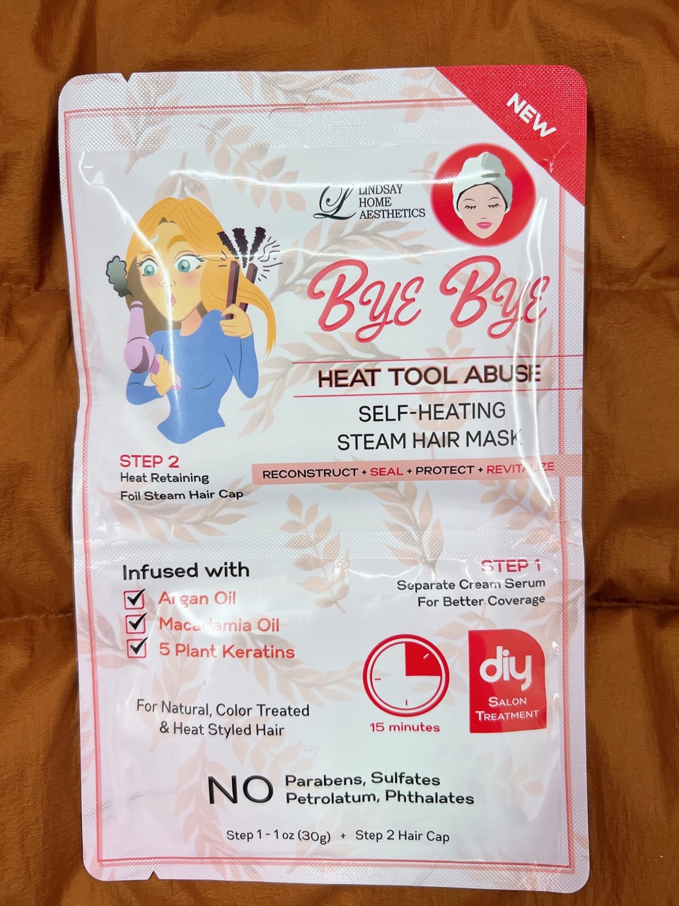 Bộ Mặt nạ dưỡng tóc LINDSAY BYE BYE HEAT TOOL ABUSE SELF - HEATING STEAM HAIR MASK