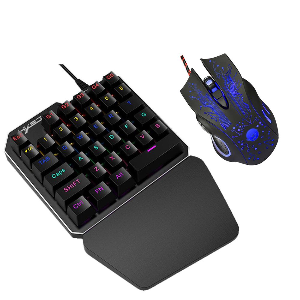 Bộ bàn phím chuột HXSJ J100 + A885 35 phím Mini USB có dây 5500DPI 6 nút LED Bộ bàn phím chơi game quang học