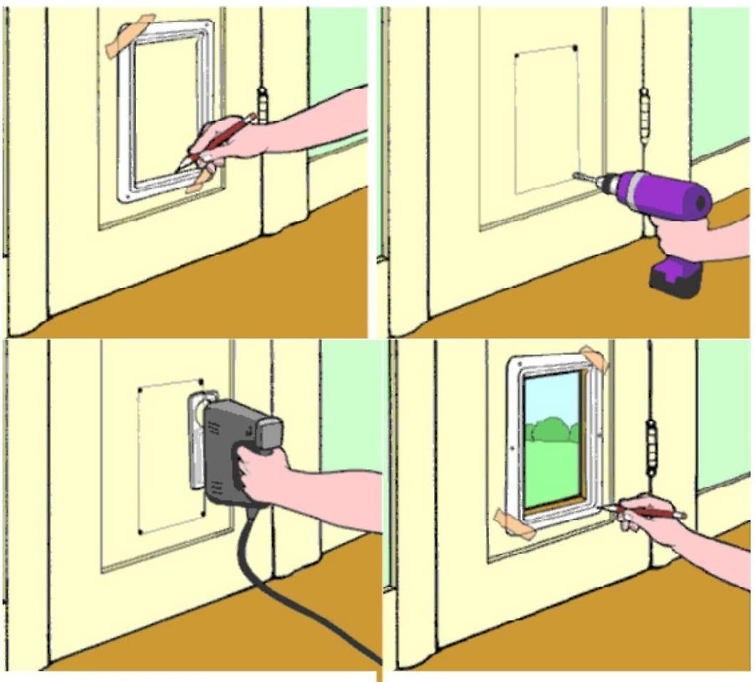 Cửa mèo có thể kiểm soát hướng vào và ra, và mèo, chó và chó có độ bền