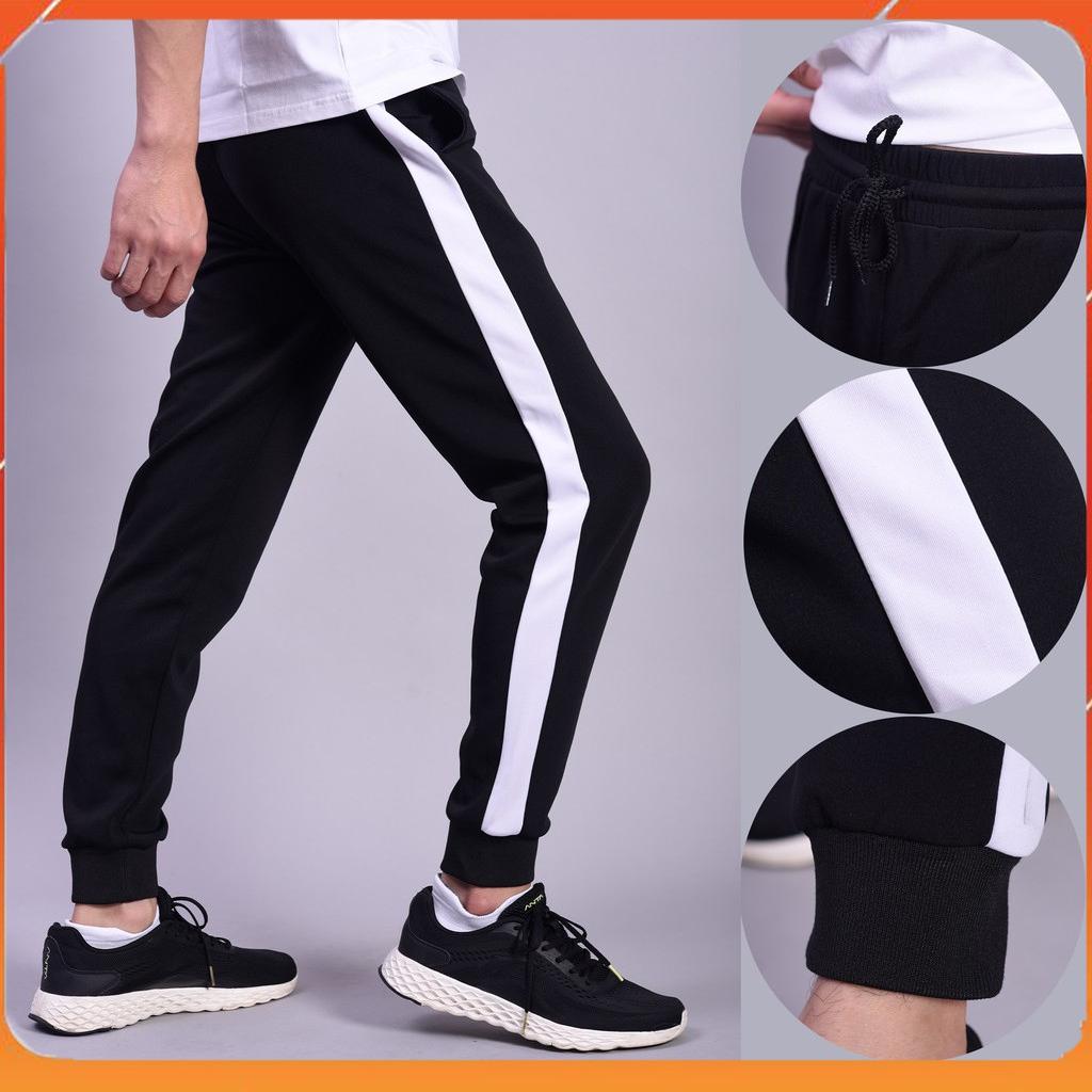Quần jogger 1 sọc to - quần nỉ thun cotton xịn sò vải dày mịn line to