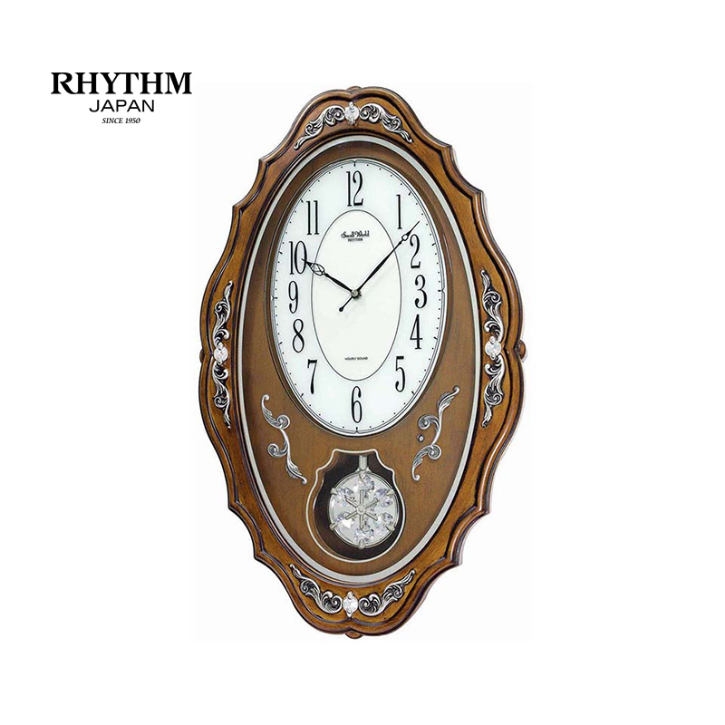 Đồng hồ treo tường Rhythm COMFORT SWING PENDULUM CMJ462CR06 Vỏ màu nâu