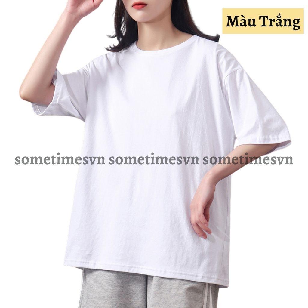 Áo thun tay lỡ nam nữ unisex trơn áo phông màu basic cổ tròn vải thun co dãn TTL01 - Sometimes