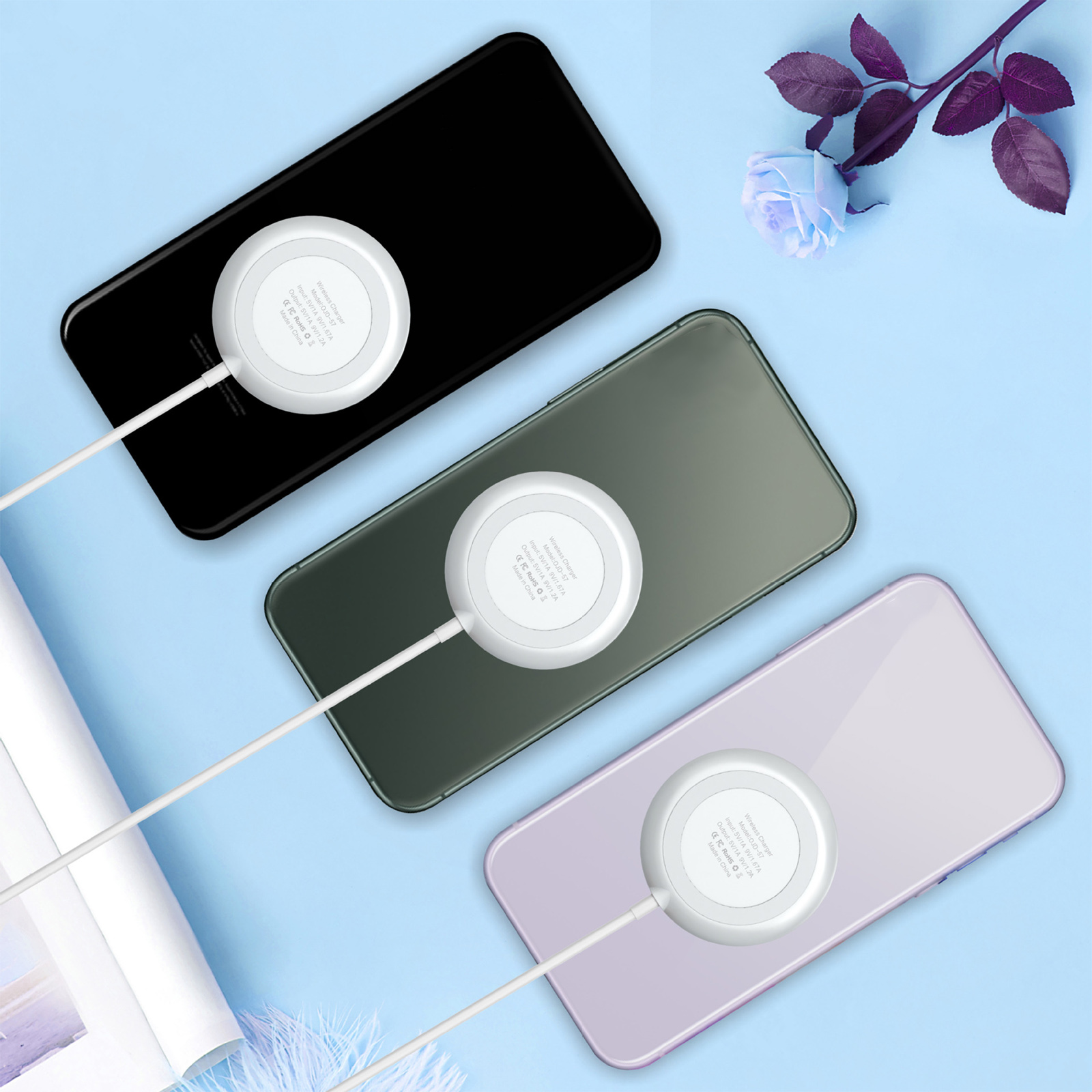 Bộ Sạc Không Dây QI Cốc Hút 10W Không Dây Cho Điện Thoại IPhone Android