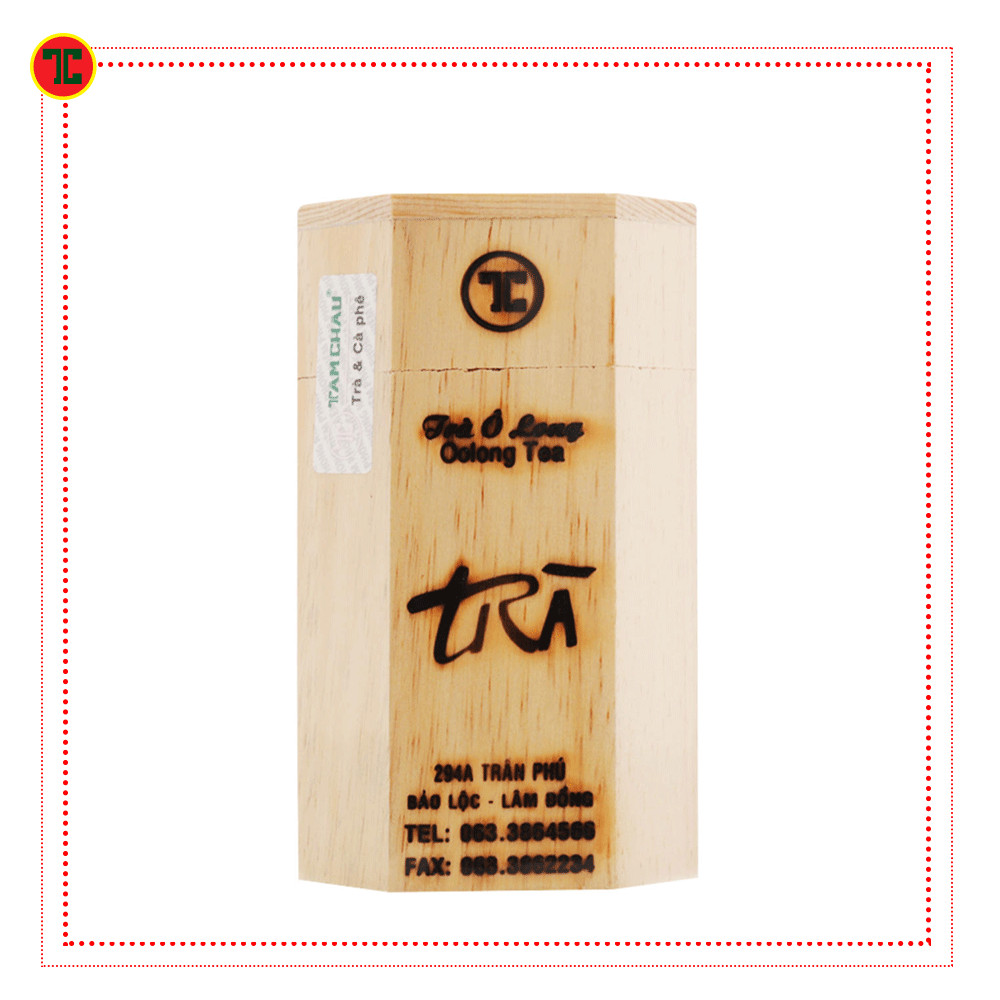 TRÀ OOLONG_Ô LONG HỘP GỖ TÂM CHÂU 100G
