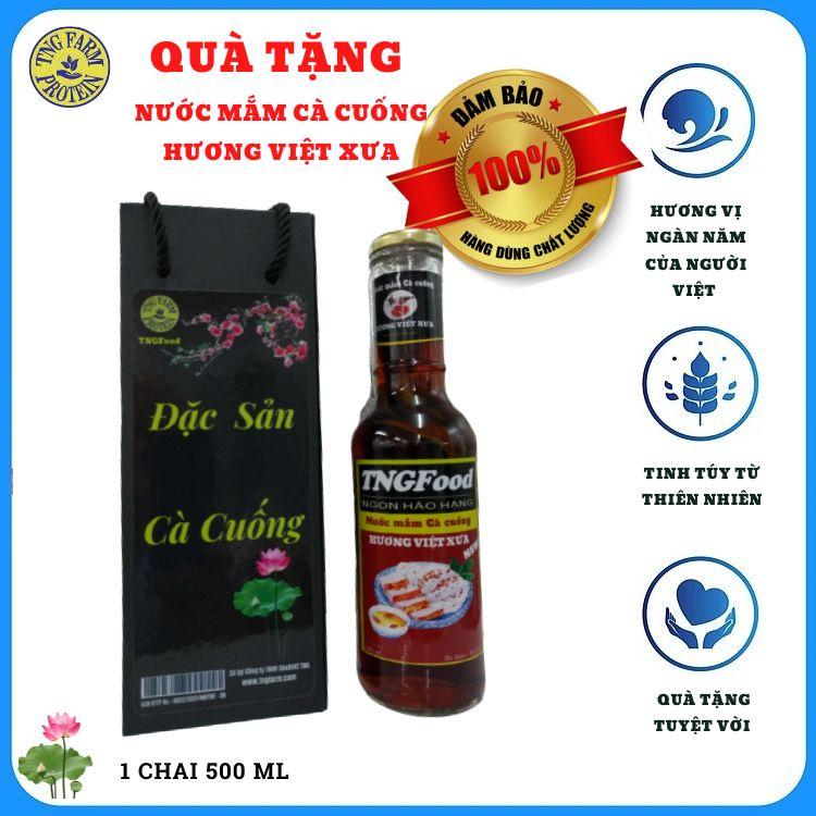 NƯỚC MẮM CÀ CUỐNG HƯƠNG VIỆT XƯA LOẠI THƯỢNG HẠNG THƠM NGON. SẢN PHẨM CHÍNH CHAI 500 mL - SẢN PHẨM BÁN KÈM MUỐI CÀ CUỐNG CHẤM HOA QUẢ Mã SP : NM-500