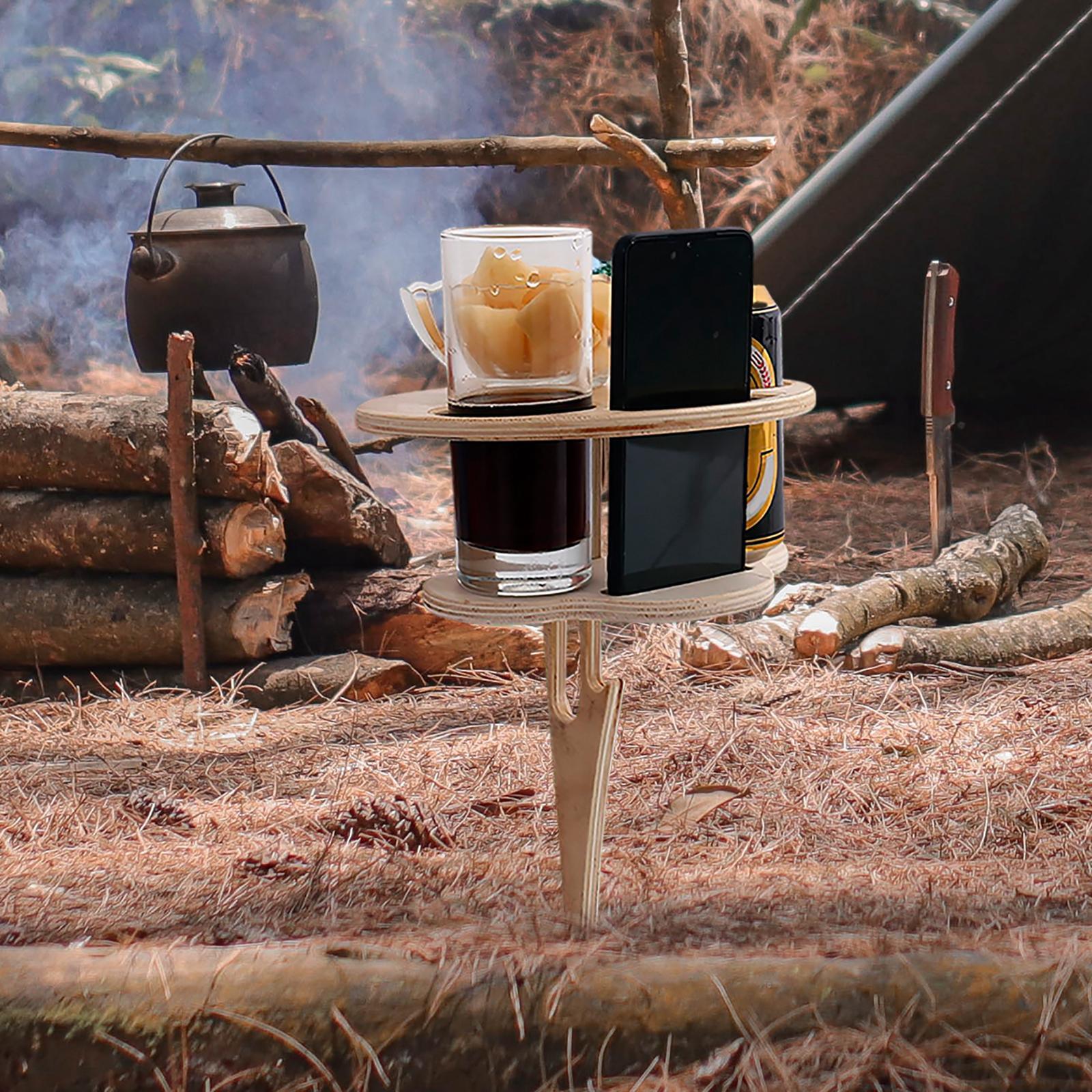 Portable Picnic Table Glass Rack Outdoor Furniture for Outdoors Travel Lawn