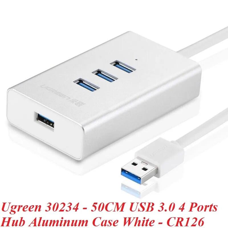 Ugreen UG30234CR126TK 50CM Màu Trắng Bộ chia Hub USB 3.0 ra 4 cổng usb 3.0 cao cấp - HÀNG CHÍNH HÃNG