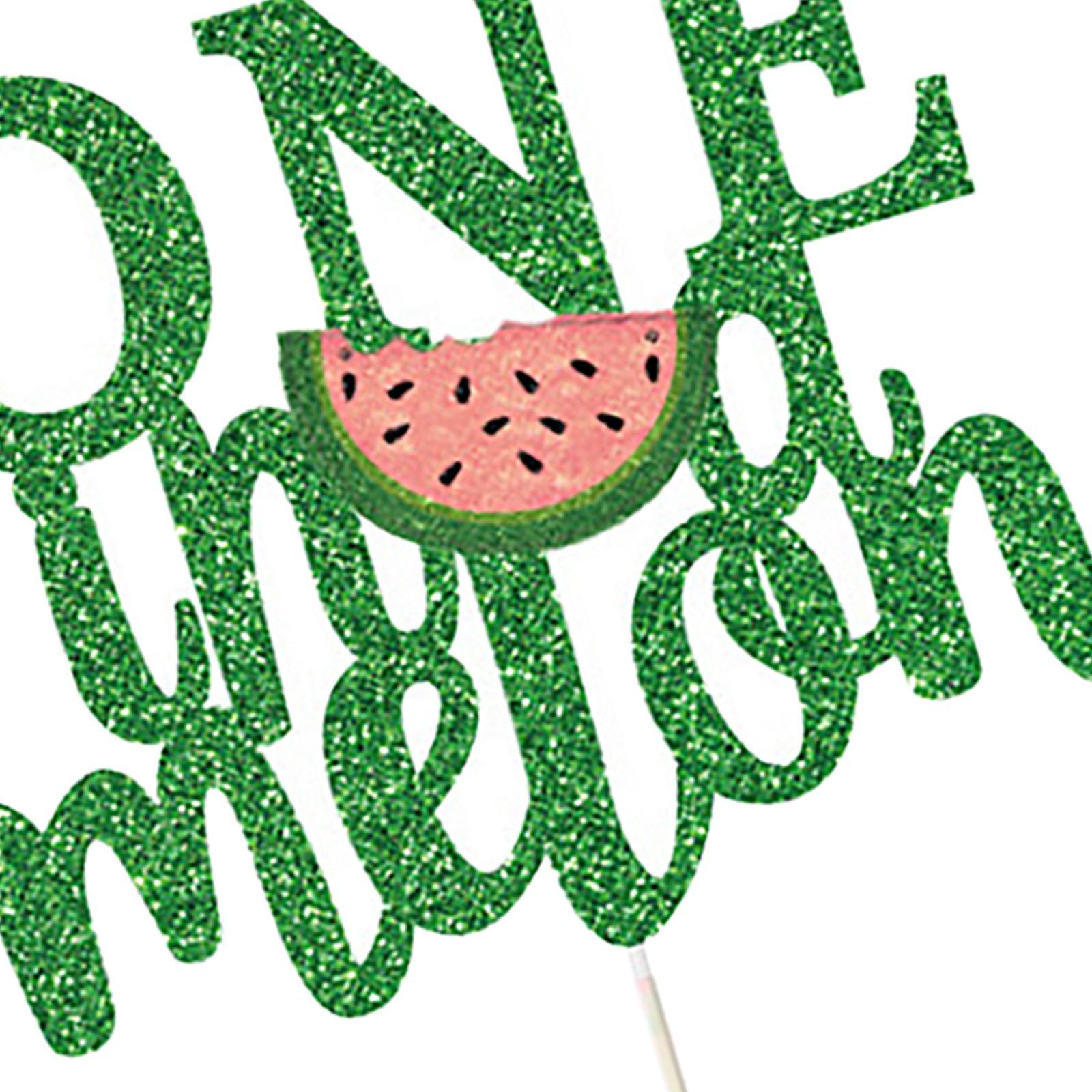 One in A Melon Cake Cupcake Toppers Glitter Watermelon Themed for Birthday