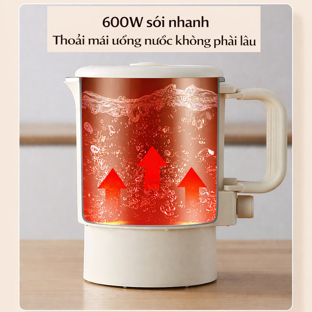 Nồi nấu điện mini đa năng Besky Kettle KN-1008 dung tích 0.8L, công suất 800W - Hàng chính hãng