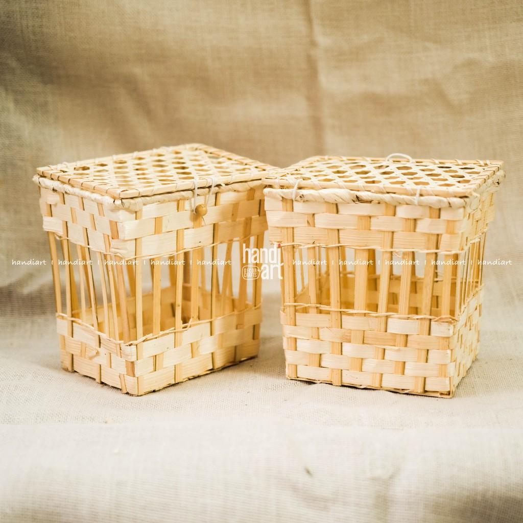 Giỏ tre đan - hộp quà tre đan ( 20x20x16cm)