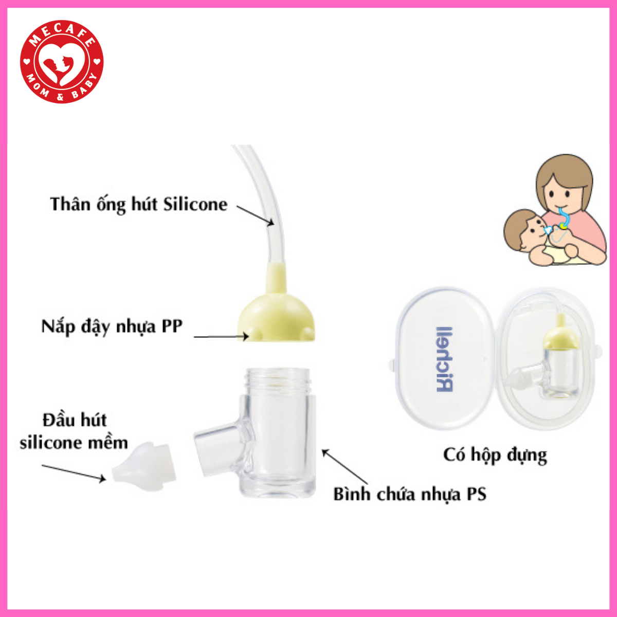 DỤNG CỤ HÚT MŨI ĐẦU MỀM SILICONE RICHELL TẶNG 2 ZIPPER