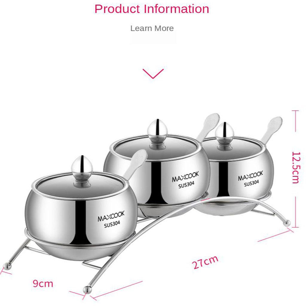 Kitchen 304 Stainless Steel Seasoning Containers Storage Set Spice Jar Rack