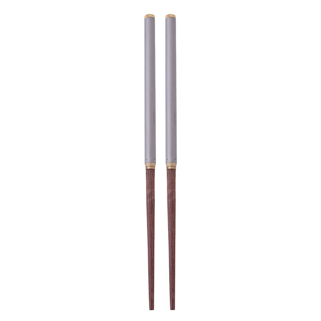 2x Titanium Wooden Foldable Chopsticks Flatware Cutlery Travel Picnic Camping School Office Fishing Travel