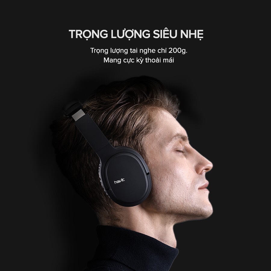 Tai Nghe Bluetooth Headphone HAVIT i62, Driver 40mm, Bluetooth 5.0, Nghe Đến 8H, Gập Gọn 90 - Hàng Chính Hãng