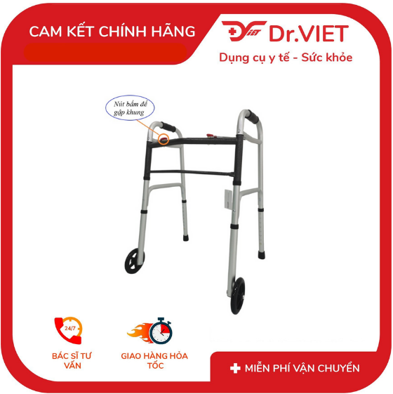 Khung tập đi W-6 (Hợp kim nhôm siêu bền, dễ gấp gọn và sử dụng, phù hợp cho người di chuyển khó khăn)