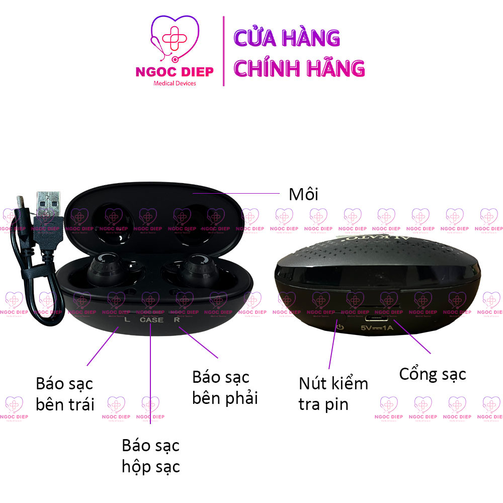 Tai nghe trợ thính sạc điện cao cấp ALKATO JH-A51 - Máy trợ thính cho người già, người bệnh - Hành chính hãng