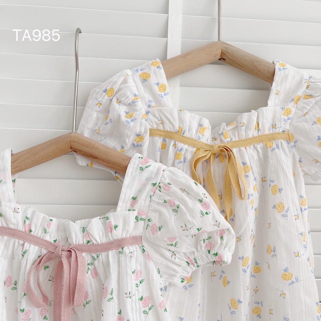 Váy Cho Bé Gái Chất Đũi Xốp, váy họa tiết hoa nhí Siêu Mát Phong Cách Hàn Quốc Size Đại Từ 13-30kg
