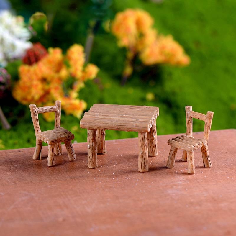 Mô hình bàn ghế công viên trang trí sân vườn, sen đá, mô hình tiểu cảnh