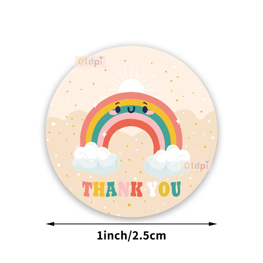 Cuộn 500 tem sticker thank you cầu vòng nice 1inch