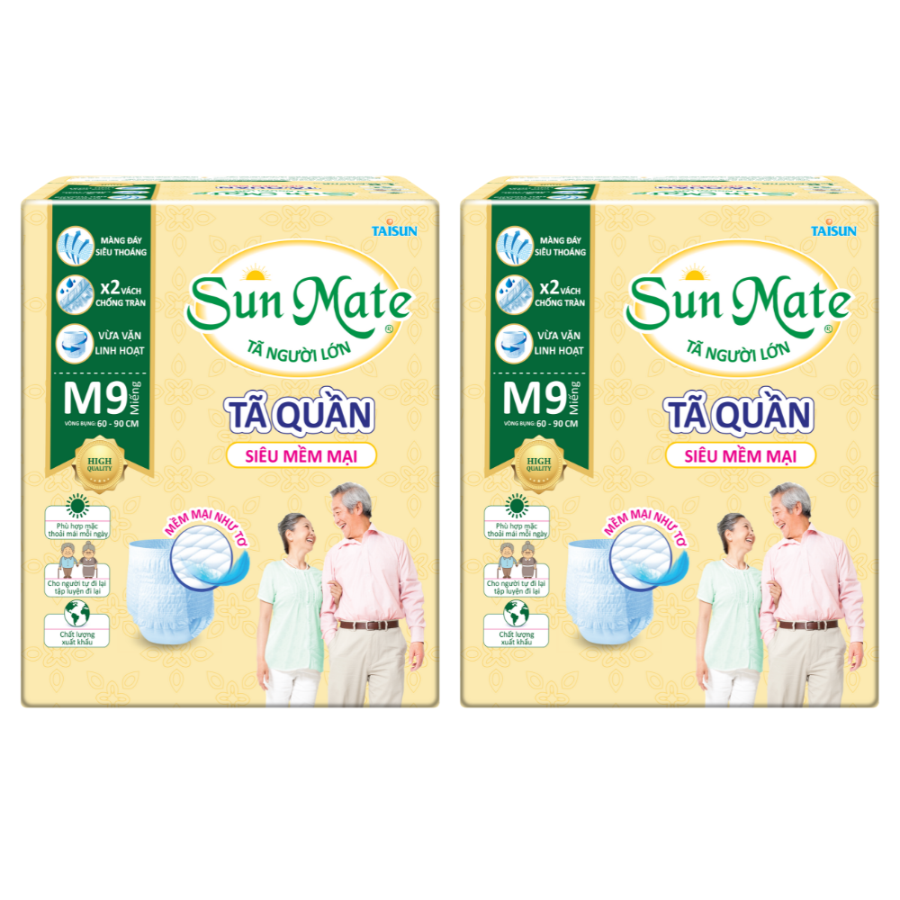 Hình ảnh Combo 2 Tã Quần Người Lớn Sunmate Mềm Mại M9 (9 Miếng)